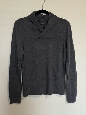 Armani Exchange Merino Wool Shawl Collar Sweater Gray XS Womens